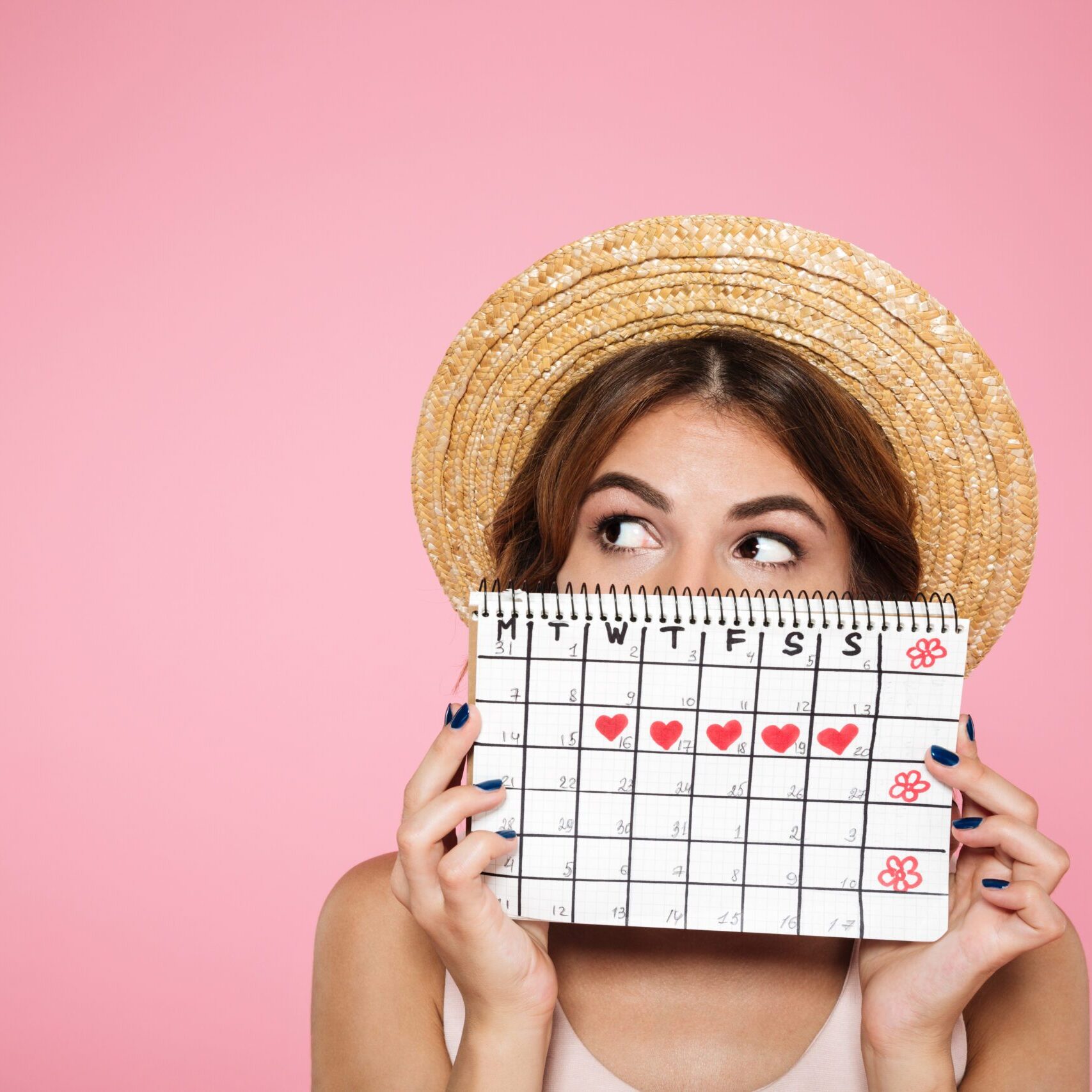 Portrait,Of,A,Funny,Young,Girl,In,Summer,Hat,Hiding